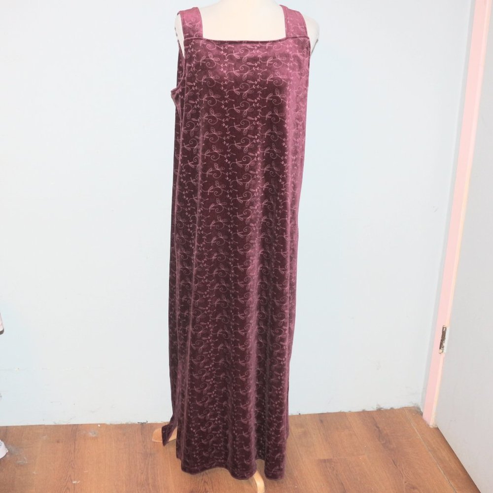 Vintage Claudia D. Burgundy Velour Dress Size Large